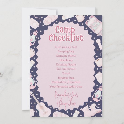 Camping sac à dos Fille Invitation d'anniversaire (Dos)