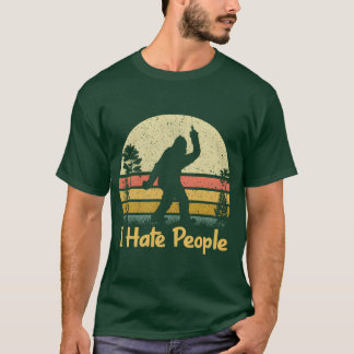 Camping Sasquatch Middle Finger I Hate retro T-shirt