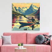 Camping Scene Man Kajakken Canvas Afdruk (Insitu (Woonkamer))