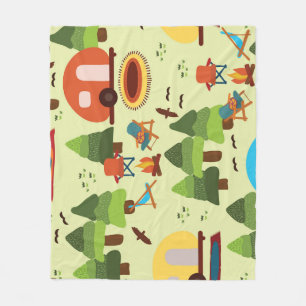 Camping scene, naadloos patroon fleece deken