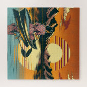 Camping Scene Vrouw Kajakken Legpuzzel (Horizontaal)