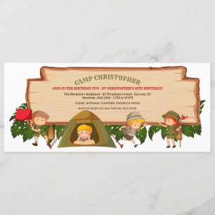 Camping Scouts Birthday Party Invitation Kaart