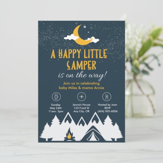 Camping Shower Uitnodiging (Staand voorkant)