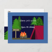 Camping Sleepover Anniversaire Fête Invitation (Devant / Derrière)