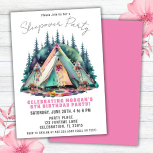 Camping Sleepover Anniversaire Fête Invitation