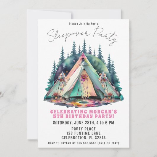 Camping Sleepover Anniversaire Fête Invitation (Devant)