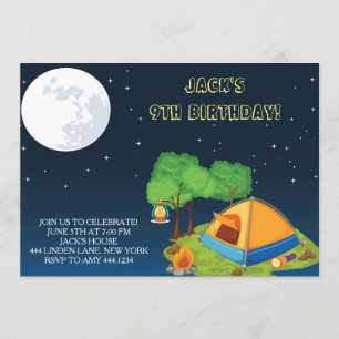 Camping Sleepover Birthday Party Invitations Kaart