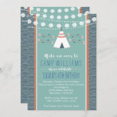 Camping Sleepover Boy Anniversaire Invitation (Devant / Derrière)