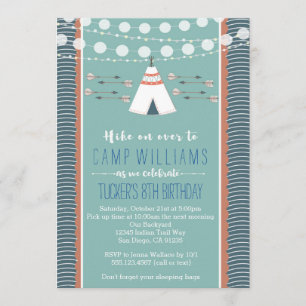 Camping Sleepover Boy Anniversaire Invitation