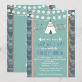 Camping Sleepover Boy Birthday Invitation Kaart (Voorkant / Achterkant)
