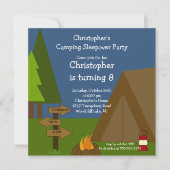 Camping Sleepover Boys Birthday Invitation Kaart (Voorkant)