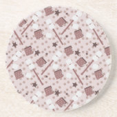 Camping Smores Marshmallows Biscuits Campfire Pink Zandsteen Onderzetter (Voorkant)