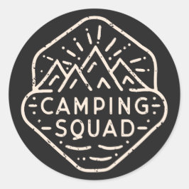 Camping squad avontuur buddies kampreis ronde sticker