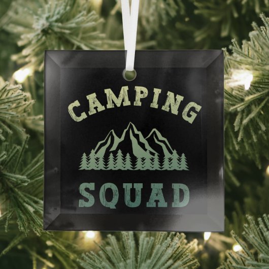 Camping Squad Camping Trip Moundoorn Outdoor Glas Ornament (Insitu)