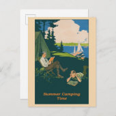 Camping  Summer Travel Poster Briefkaart (Voorkant / Achterkant)