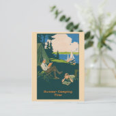 Camping  Summer Travel Poster Briefkaart (Staand voorkant)