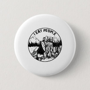 Camping T-shirt Wandelen Ik Haat Mensen Ik Eet Men Ronde Button 5,7 Cm