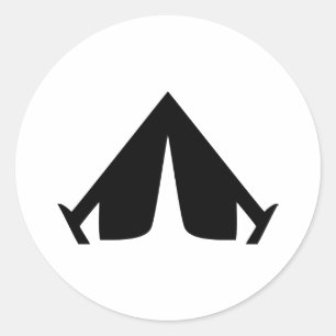 Camping Tend Icoon Ronde Sticker