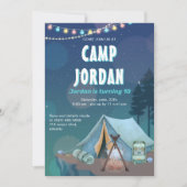 Camping Tent Bonfire Boy Birthday Uitnodiging (Voorkant)