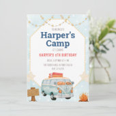 Camping Tent Bonfire Boy Birthday Uitnodiging (Staand voorkant)