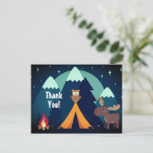 Camping, tent, bos dieren berg dank u briefkaart (Staand voorkant)