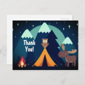 Camping, tent, bos dieren berg dank u briefkaart (Voorkant / Achterkant)