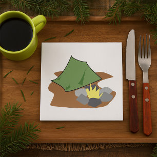 Camping Tent en kampvuur Outdoor Adventure Servet