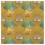 Camping Tent Kampvuur en Smores Patroon Stof (Close Up)