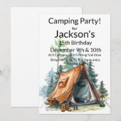 Camping Tent, Scène Verjaardag Kaart (Voorkant / Achterkant)