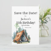 Camping Tent, Scène Verjaardag Save the Date (Staand voorkant)