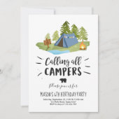 Camping Tent Uitnodiging Verjaardagskamp Out Boy (Voorkant)