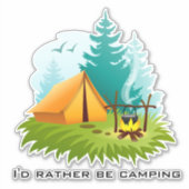 Camping Tent Woods Design Contour Sticker (Devant)