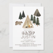Camping Tente Bear Boy Invitation Anniversaire (Devant)