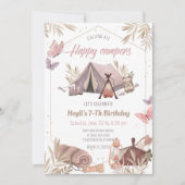 Camping Tente Bonfire Girl Anniversaire Invitation (Devant)