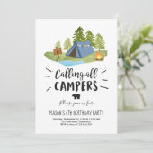 Camping Tente Invitation Anniversaire Camp out Boy (Debout devant)