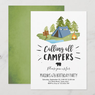 Camping Tente Invitation Anniversaire Camp out Boy