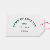 Camping Thema Bachelorette Bos Groen Crest Cadeaulabel (Voorkant (Horizontaal))