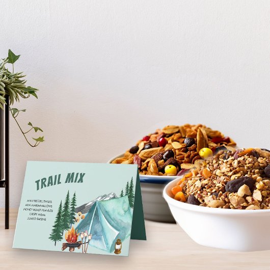 Camping Thema Bewerkbaar Feest Eten Label Tentteke Bedankkaart