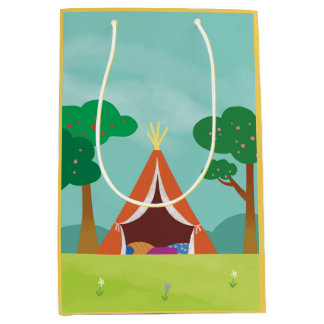 Camping thema verjaardag Goodie / Gift Tassen Medium Cadeauzakje