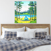 Camping Theme Tent in de Bossen Canvas Afdruk (Insitu (Slaapkamer))