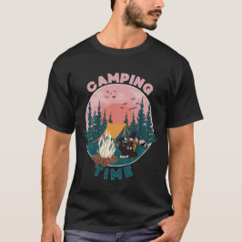 Camping Tijd Retro Stijl T-shirt