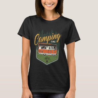 Camping Time Let's Go Forest Green Car Summer T-shirt