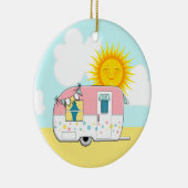 Camping Trailer Keramisch Ornament (Rechts)