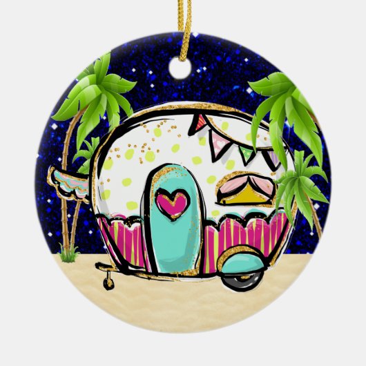 Camping Trailer Keramisch Ornament (Voorkant)