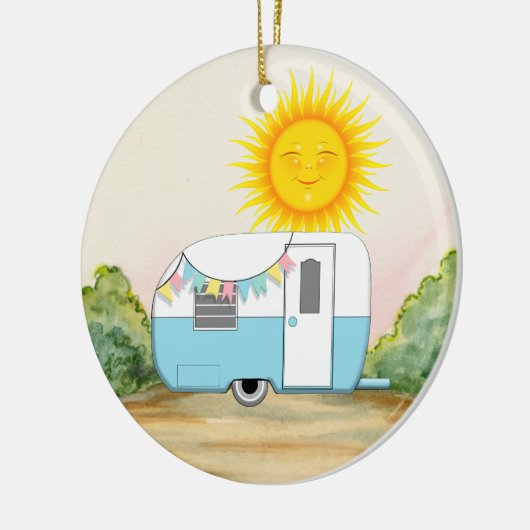 Camping Trailer Keramisch Ornament (Links)