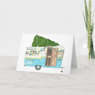 Camping Trailer Kerst Kaart