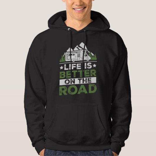 Camping Trailer On The Road Camper Hoodie (Voorkant)