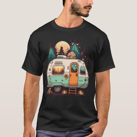 Camping trailer vintage t-shirt (Voorkant)
