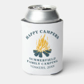 Camping Trip Family Matching Happy Campers Custom Blikjeskoeler (Blikje Achterkant)