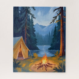 Camping Trip Forest Campfire Tent Watercolor Legpuzzel